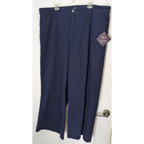 Womens Wide Leg Stretch Jeans Blue 22 High Rise - Picture 2 of 10